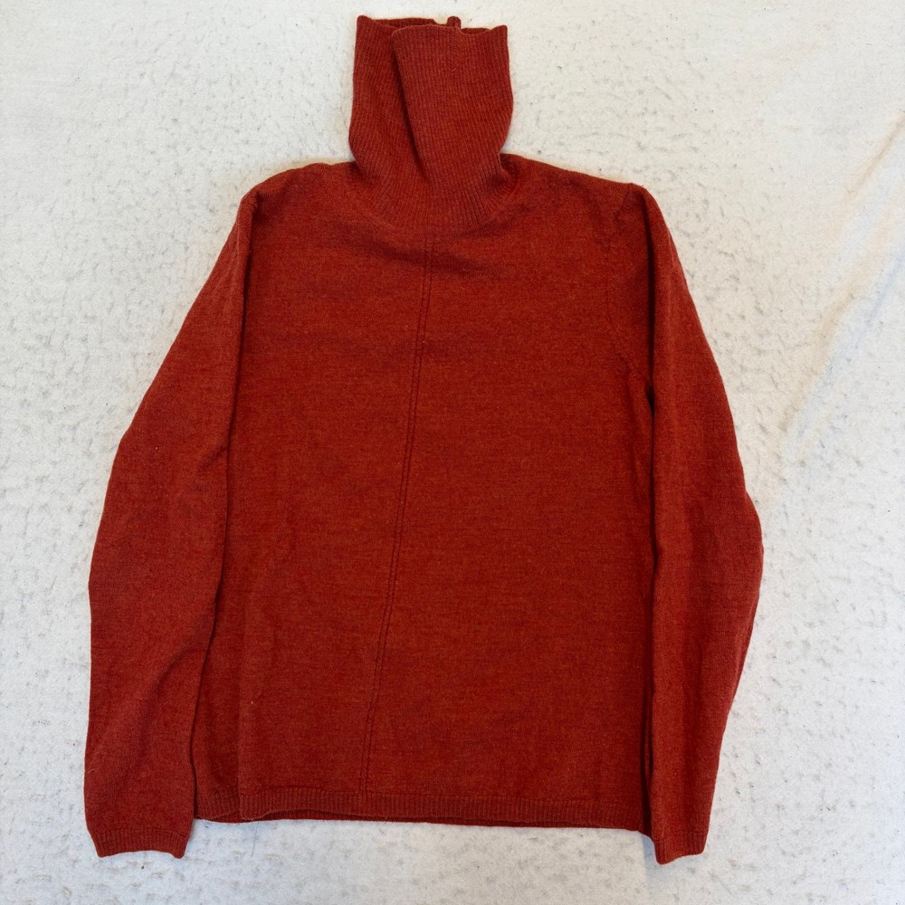 Kenar Turtleneck Sweater Womens Medium Rust Orange 100% Italian Merino Wool